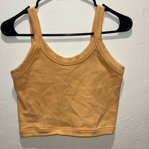 Stylish Tan Ribbed Women's Crop Top